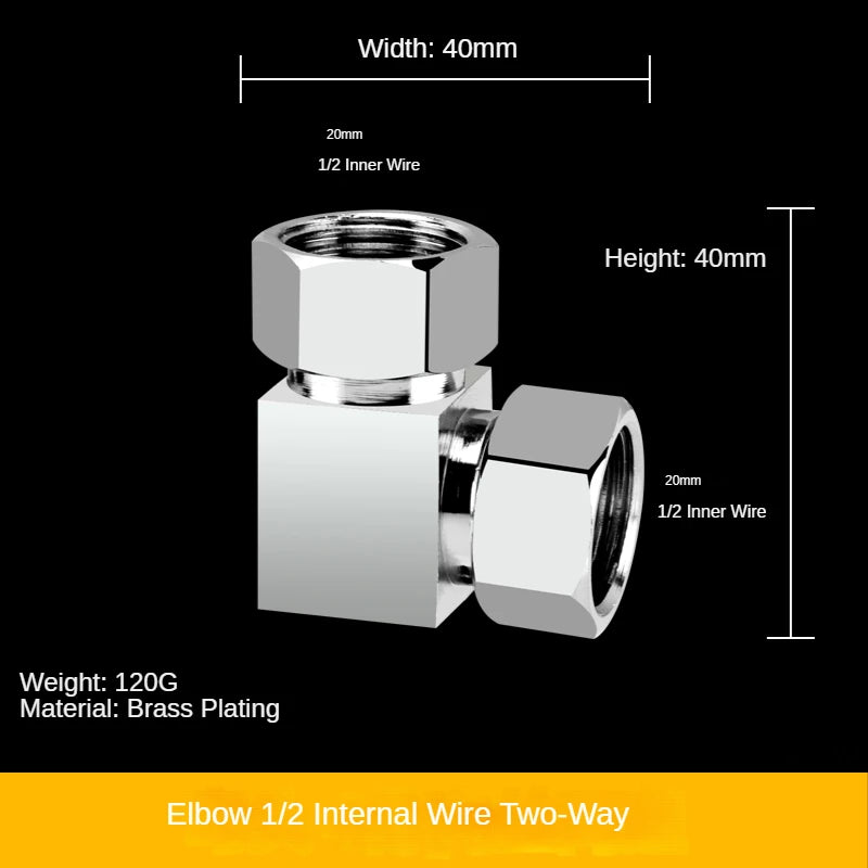 1/2" All-Brass Three-Way Faucet Splitter | 1-In-2-Out Fitting Brass Pipe Fitting Richie's 7