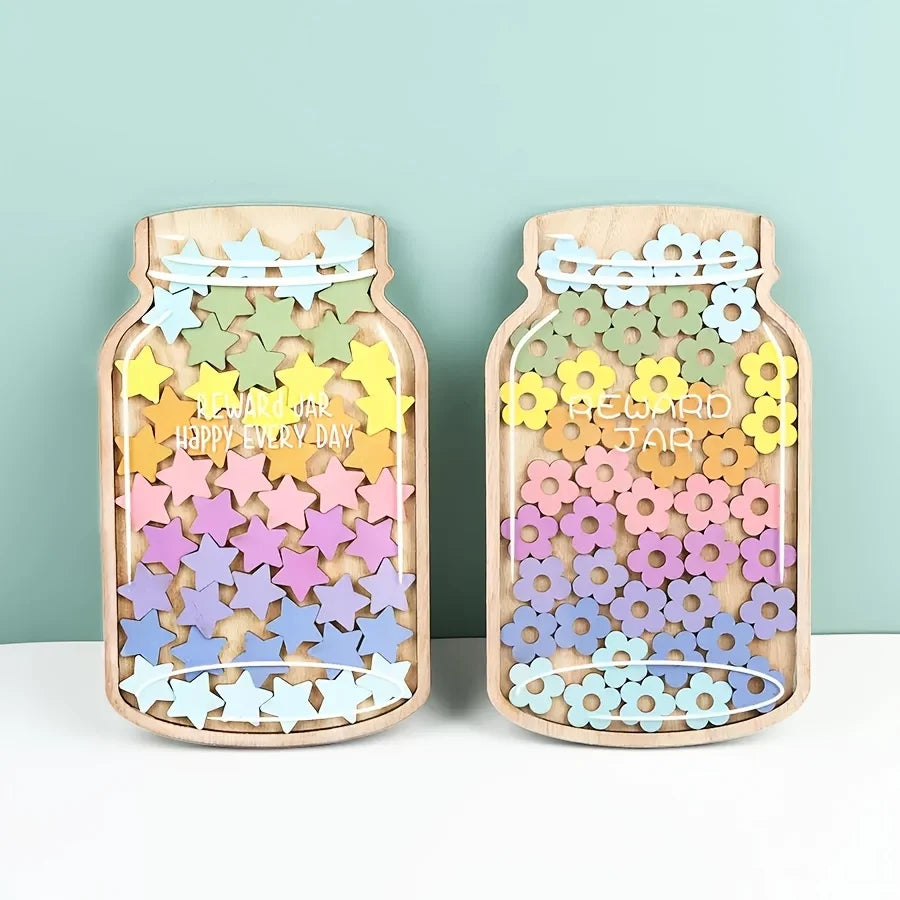 Star Reward Jars Set with 45 Stars & Flowers | Behavior Incentive Classroom Reward Set Richie's