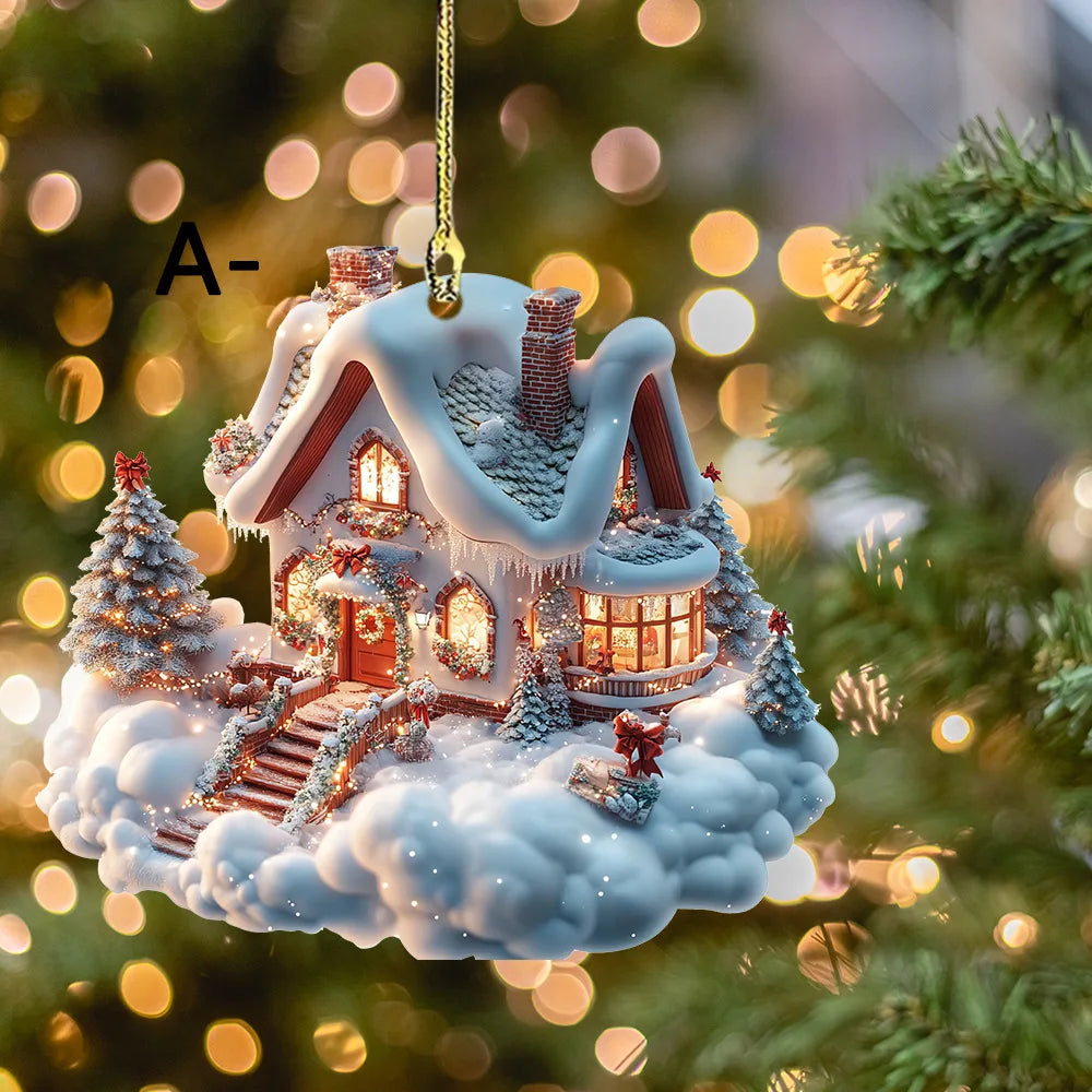 Acrylic Snow House Christmas Tree Hanging Ornaments Christmas Ornaments Richie's A
