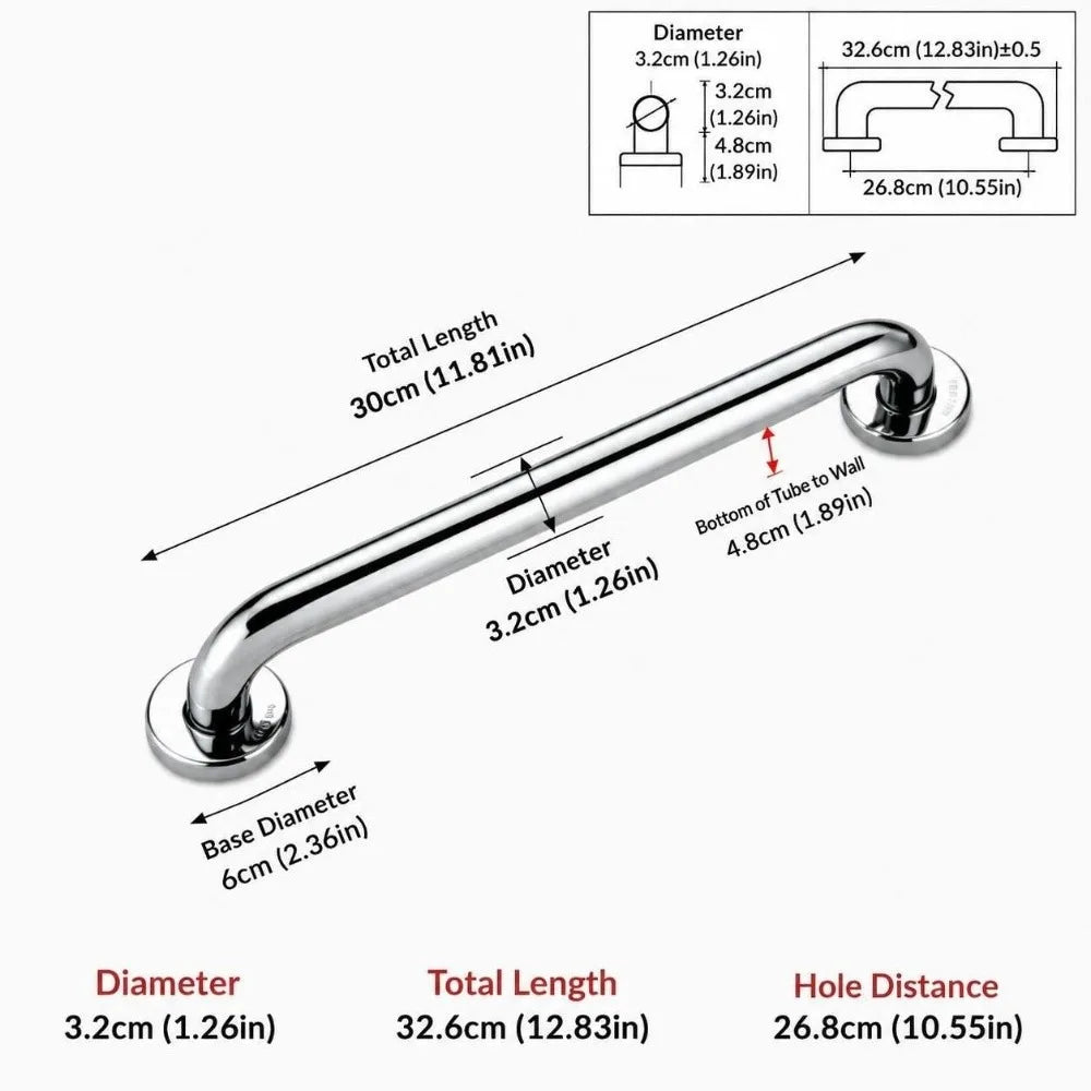 304 Stainless Steel Bathroom Grab Bar – 330 LBS Wall Mount Bathroom Grab Bar Richie's
