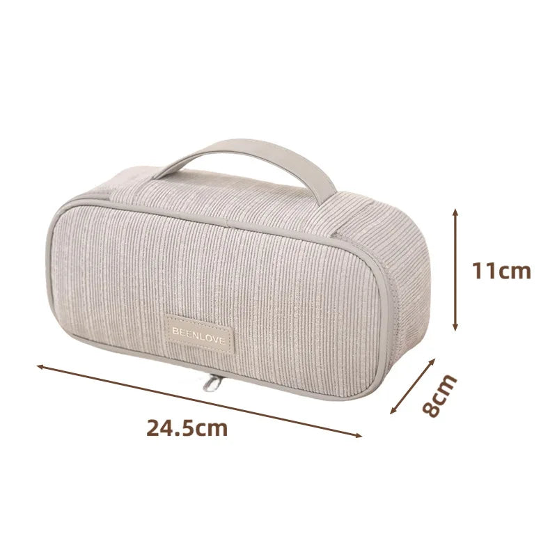 Women's Corduroy Cosmetic Bag – Large Travel Toiletry Pouch Travel Cosmetic Bag Richie's Gray