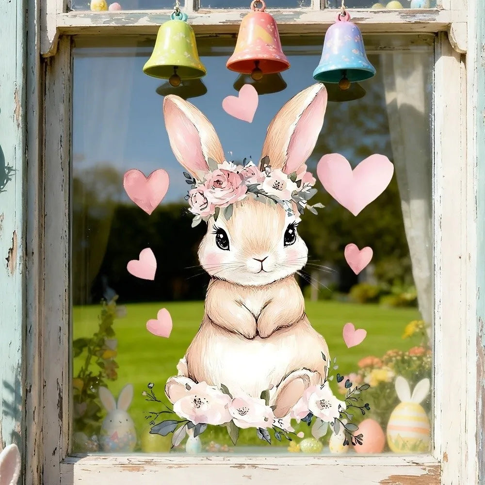 Easter Rabbit Flower Wall Stickers – Removable PVC Decals Wall Stickers Richie's