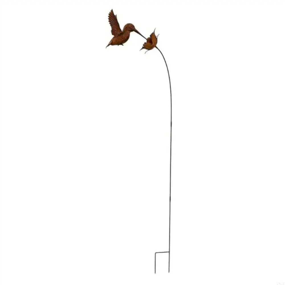 Rusty Metal Hummingbird Garden Stake – 3D Iron Sculpture Garden Stake Sculpture Richie's