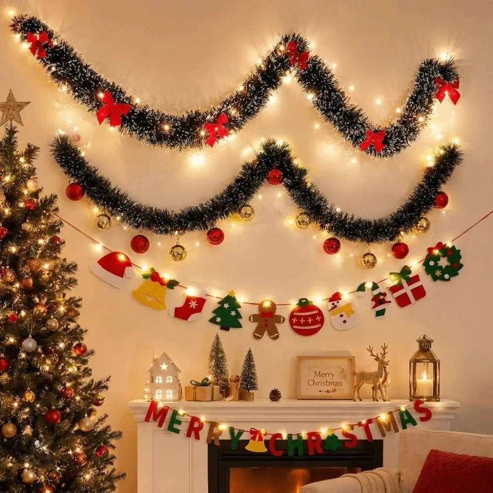 DIY Felt Christmas Tree Garland Pom Pom Pull Flag Banner Christmas Garland Richie's