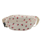 Corduroy Fanny Pack Waist Bag – Unisex Strawberry & Plaid Belt Bag Fanny Pack Richie's white