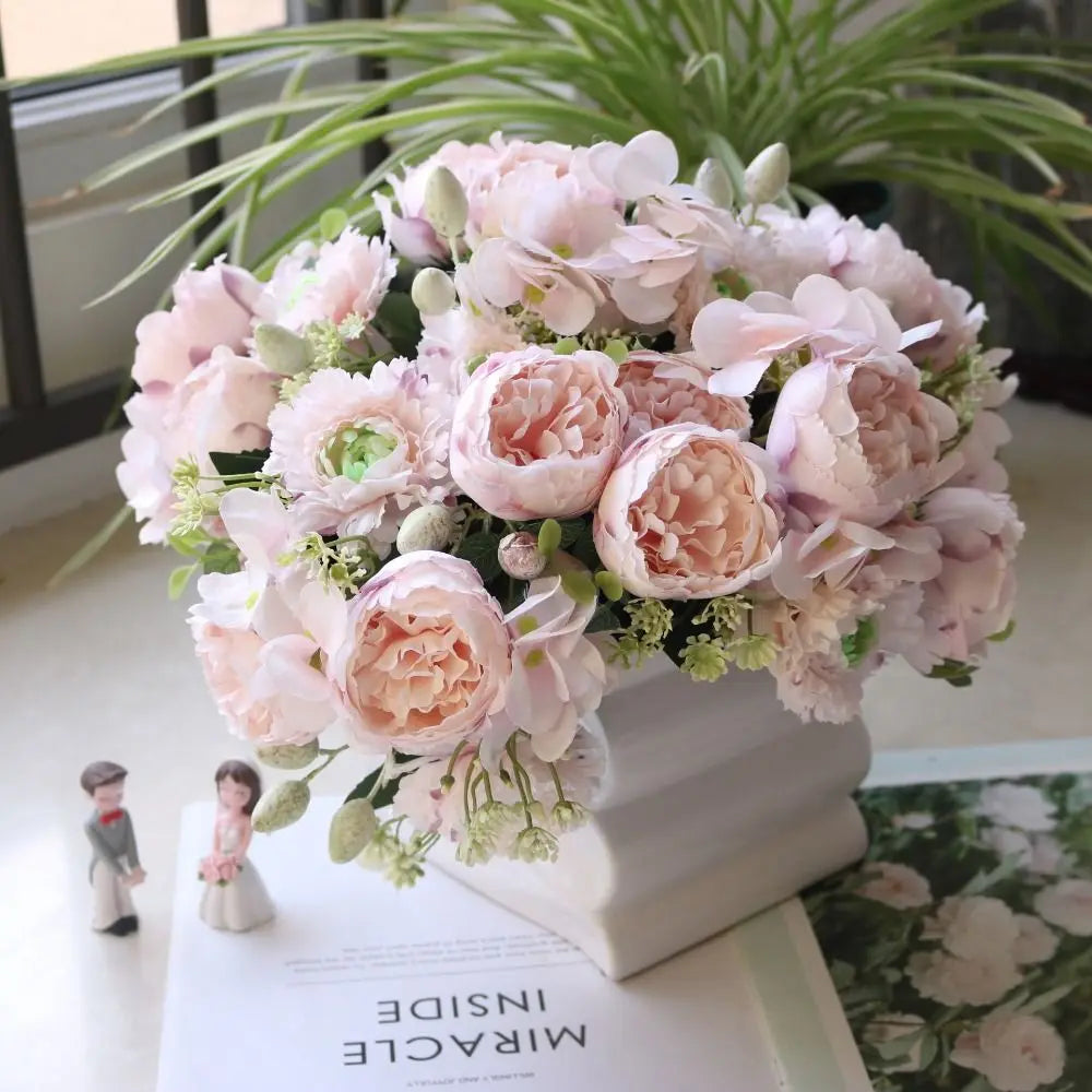 Silk Rose & Peony Artificial Flower Bouquet – Wedding Décor Artificial Flower Bouquet Richie's