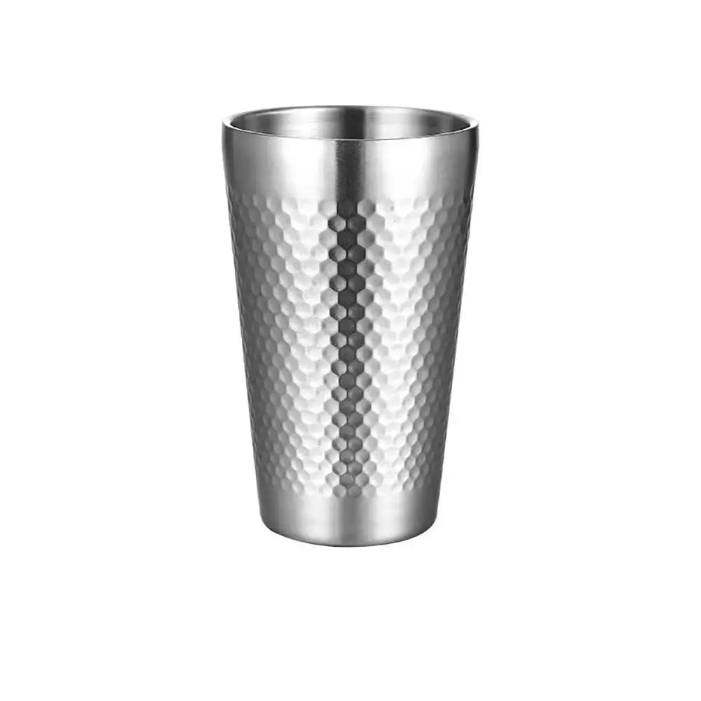 Double-Wall Stainless Steel Beer Mugs – Hammered Texture Beer Mug Richie's silver 450ml