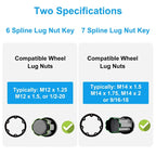 6 & 7 Spline Lug Nut Socket Set – M12 & M14 Wheel Key Lug Nut Socket Set Richie's