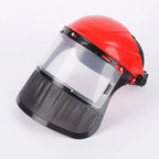 Safety Helmet Full Face Mesh Mask for Grass Trimmer & Chainsaw Safety Helmet Shield Richie's red