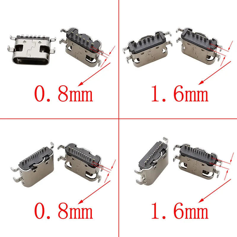 USB Type-C Female Connector Box – 2/6/16 Pin SMD PCB Sockets USB-C Connector Kit Richie's