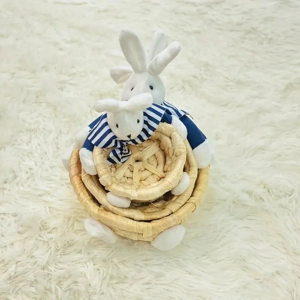 Handwoven Easter Basket Bunny & Bear | 3 Sizes Straw Storage Easter Woven Basket Richie's