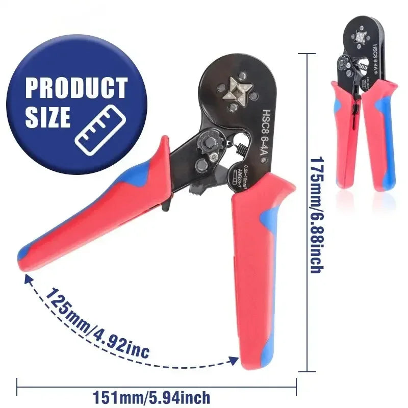HSC8 6-4A Self-Adjusting Ratchet Ferrule Crimping Plier AWG23-7 Ratchet Crimping Plier Richie's