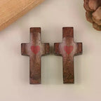 Black Walnut Wooden Pocket Prayer Cross – Handheld Faith Gift Wooden Prayer Cross Richie's