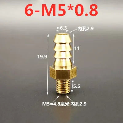 Brass Barb Hose Fittings Male Metric M5 M6 M8 Thread Connector Brass Pipe Fitting Richie's 6mm to M5x0.8