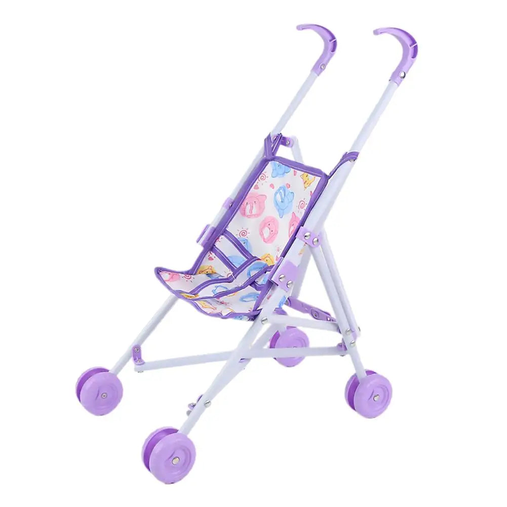 Pink Foldable Doll Stroller Pretend Play Toy – Girls Gift Doll Stroller Toy Richie's purple