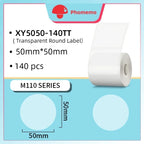 Phomemo M110 M200 M221 Round Transparent Thermal Labels 1.57" Thermal Label Roll Richie's XY50x50-140TT