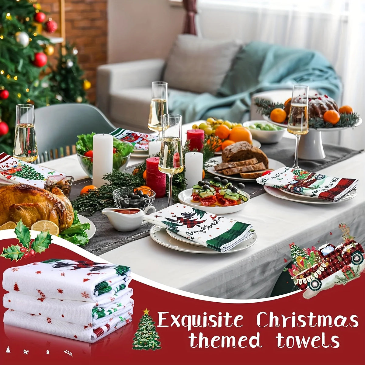 5-Piece Christmas Microfiber Towel Set – Snowflake & Heart Holiday Towel Set Richie's
