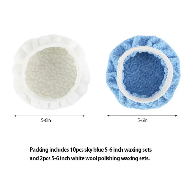 12-Pack Microfiber Car Polishing Bonnet Pads 5–6 Inch Wax Applicator Car Polishing Pads Richie's
