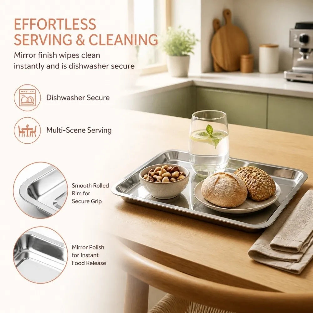 304 Stainless Steel Square Tray – Warp Resistant, Rolled Edge Stainless Steel Baking Tray Richie's