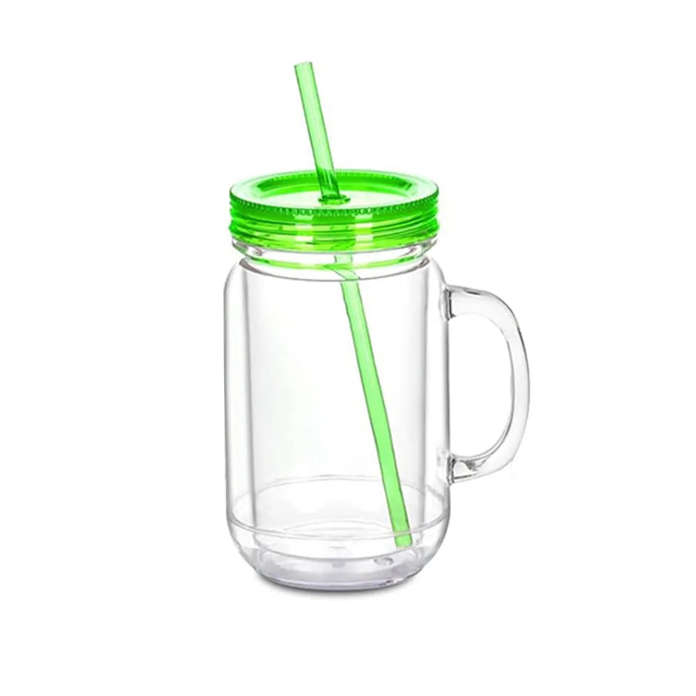 20 oz Snow Globe Tumbler DIY Glitter Cup – BPA-Free with Handle Snow Globe Tumbler Richie's Fluorescent Green