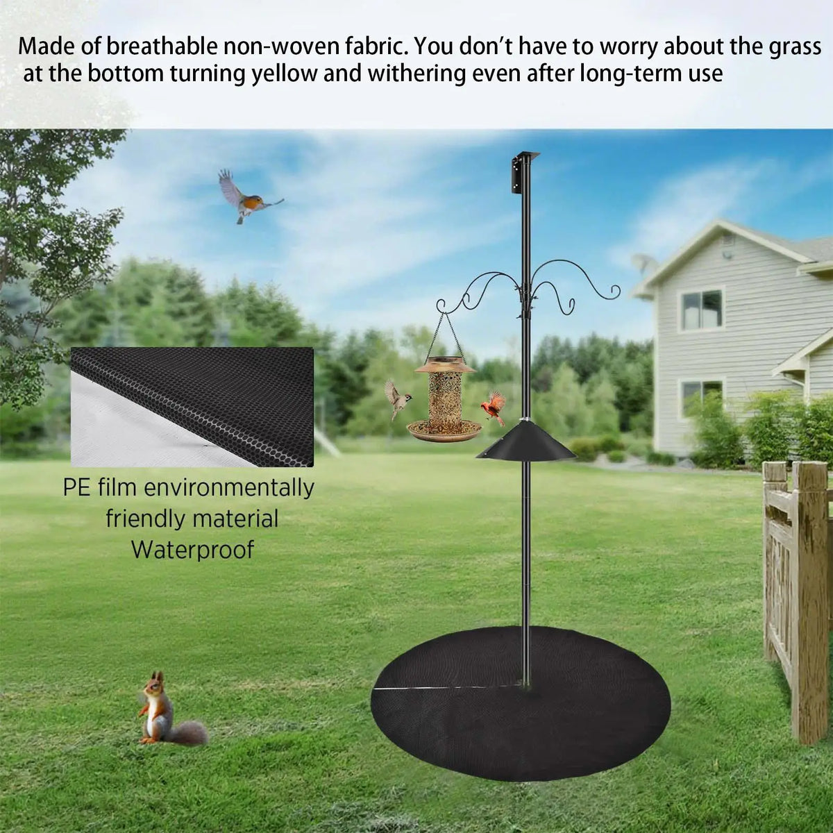 Under Bird Feeder Mat 2-Pack | 120cm Water-Permeable Lawn Guard Bird Feeder Mat Richie's