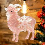 Acrylic Goat Christmas Ornament with Gold Cord & Snowflake Christmas Ornament Richie's