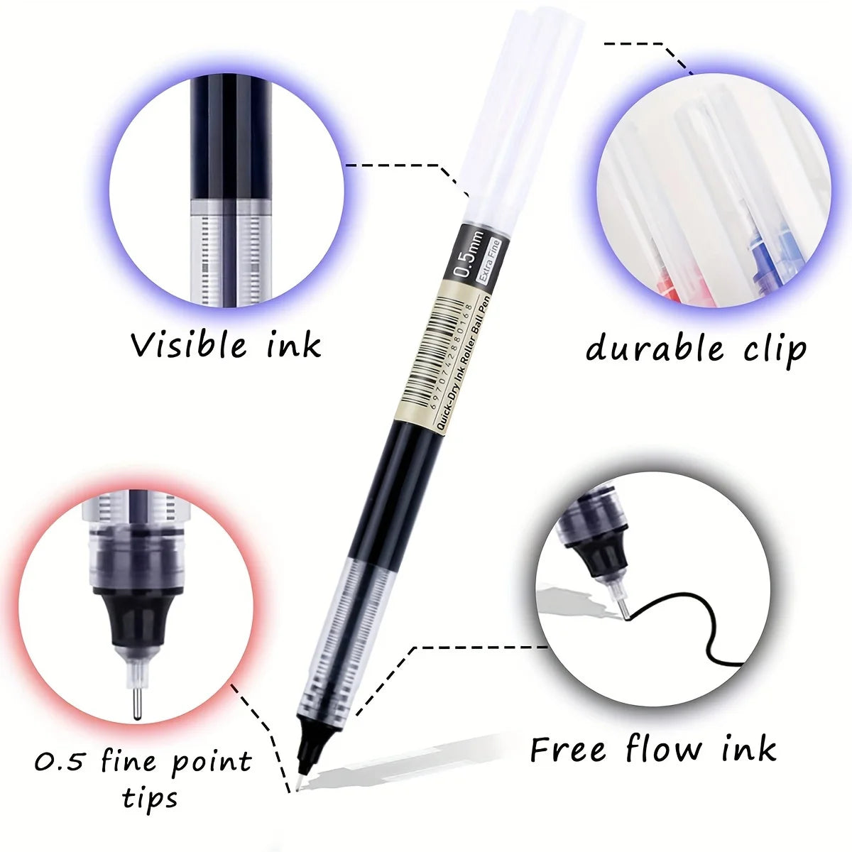 30-Pack Quick-Dry Gel Pens 0.5mm | Smooth Fast-Drying Ink Gel Pen Set Richie's