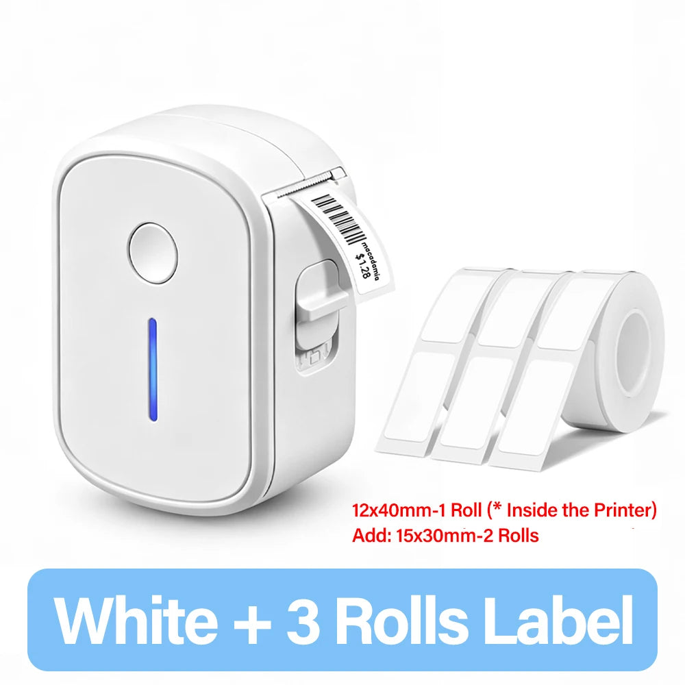 Marklife Bluetooth Thermal Label Printer – Inkless Sticker Maker Thermal Label Printer Richie's White And 3 Rolls