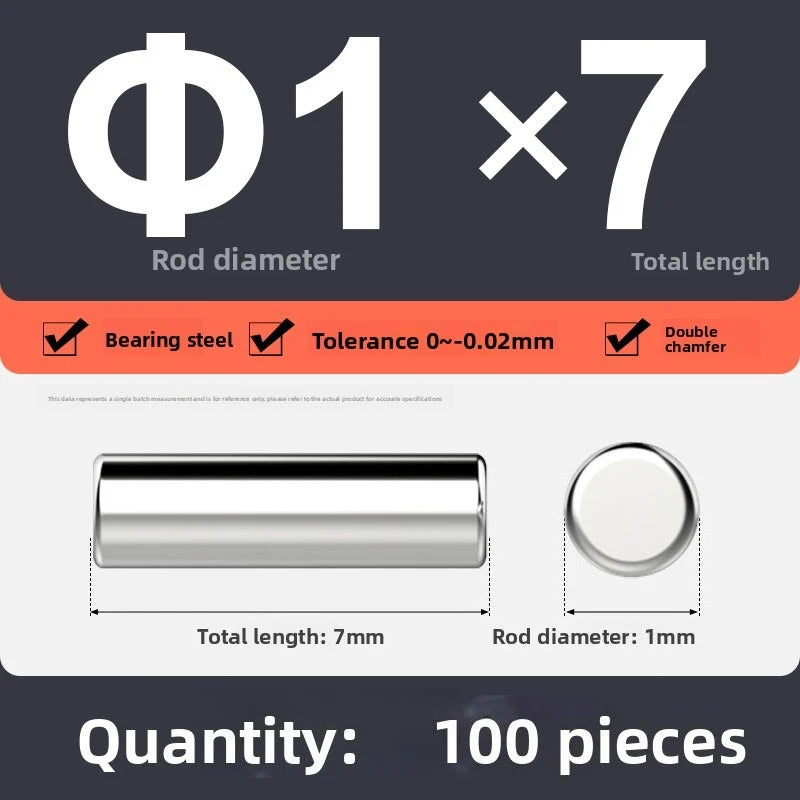 Veekaft 100pcs Bearing Steel Cylindrical Locating Pins M1 3–12mm Cylindrical Locating Pins Richie's M1x7 100pcs
