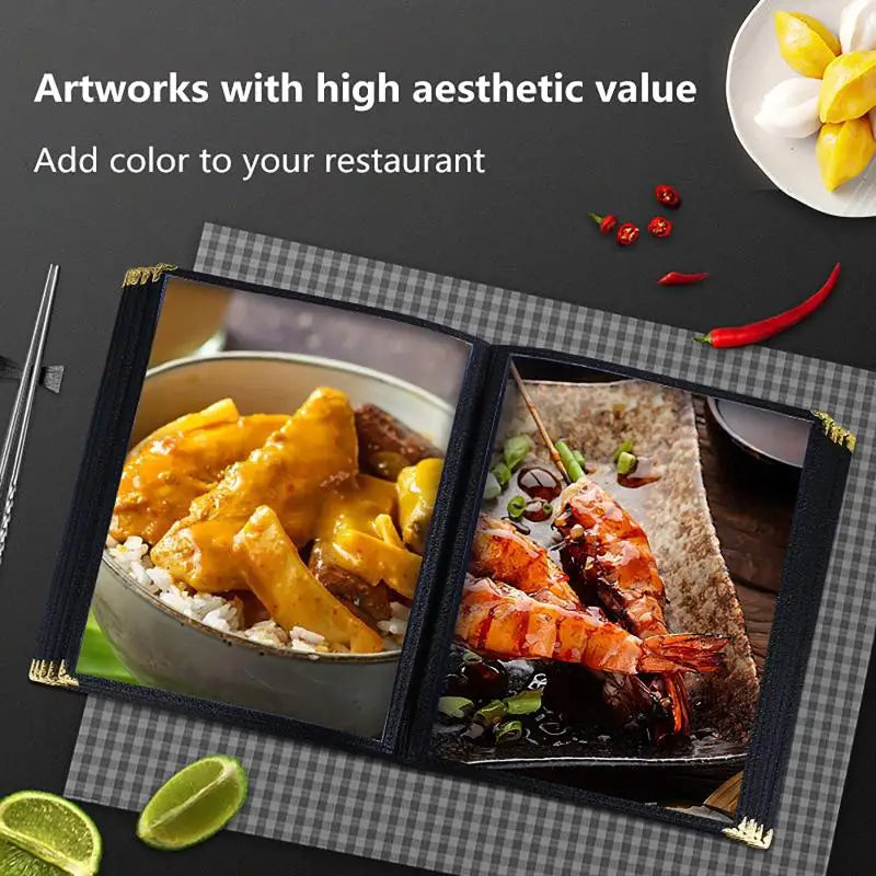 Foldable A4 PVC Menu Cover – Waterproof Double Panel Holder Menu Cover Holder Richie's