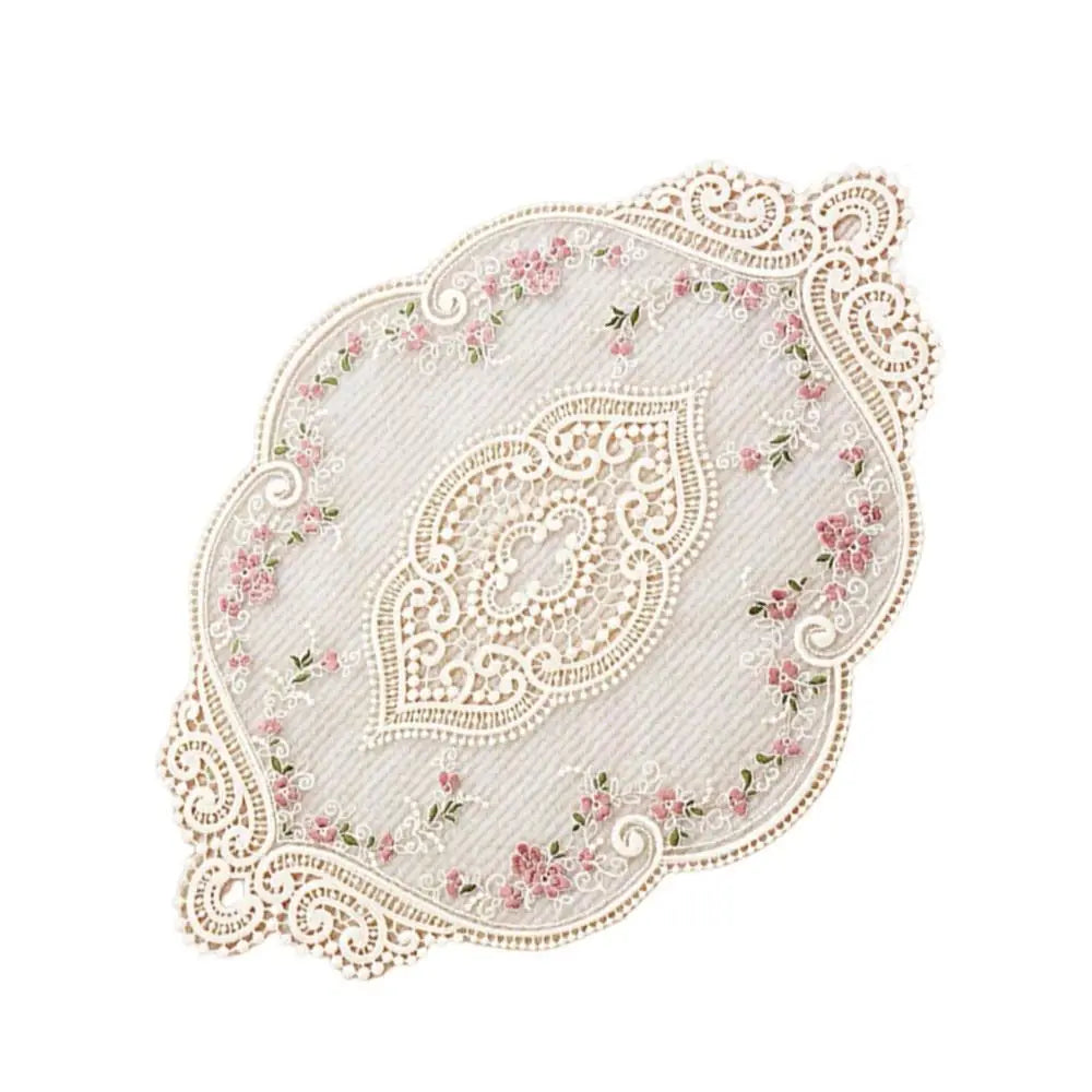 Lace Embroidered Cloth Coaster Table Napkin Home Decor Lace Table Coaster Richie's Beige-2