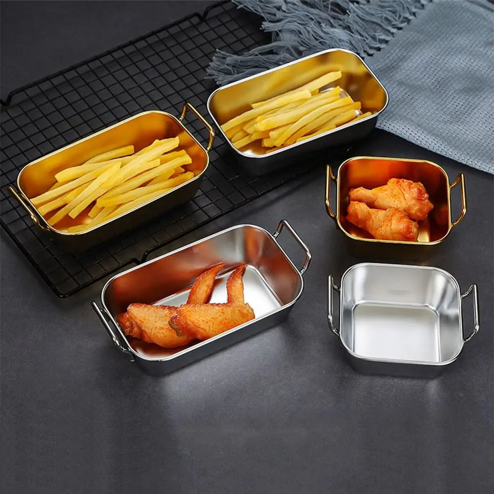 Stainless Steel Snack Basket – Fried Food Tray Silver & Gold Food Serving Basket Richie's