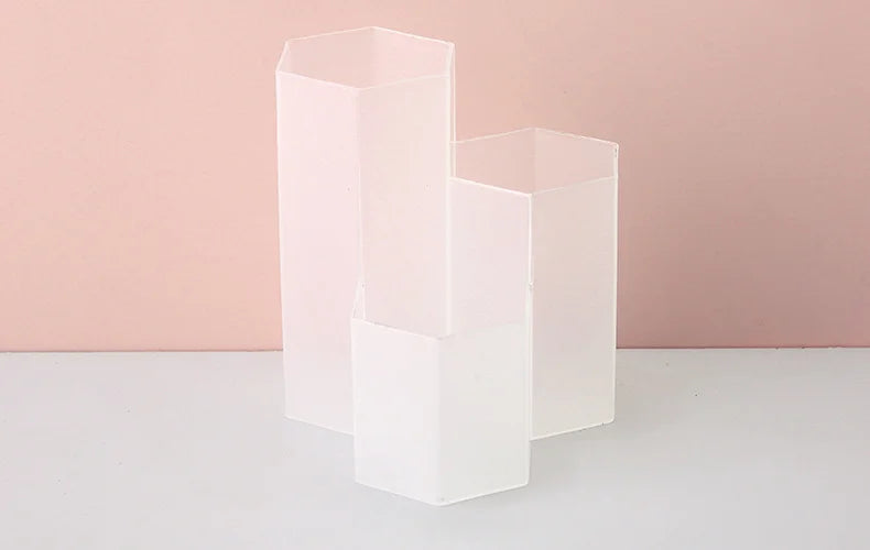 Hexagonal Transparent Pen Holder – Multi-Compartment Organizer Pen & Desk Organizer Richie's Default Title