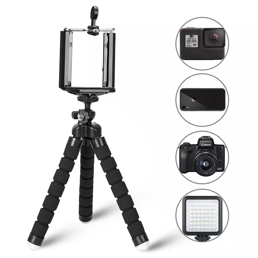 Flexible Octopus Mini Tripod for Phone & Camera – Universal Flexible Phone Tripod Richie's Black