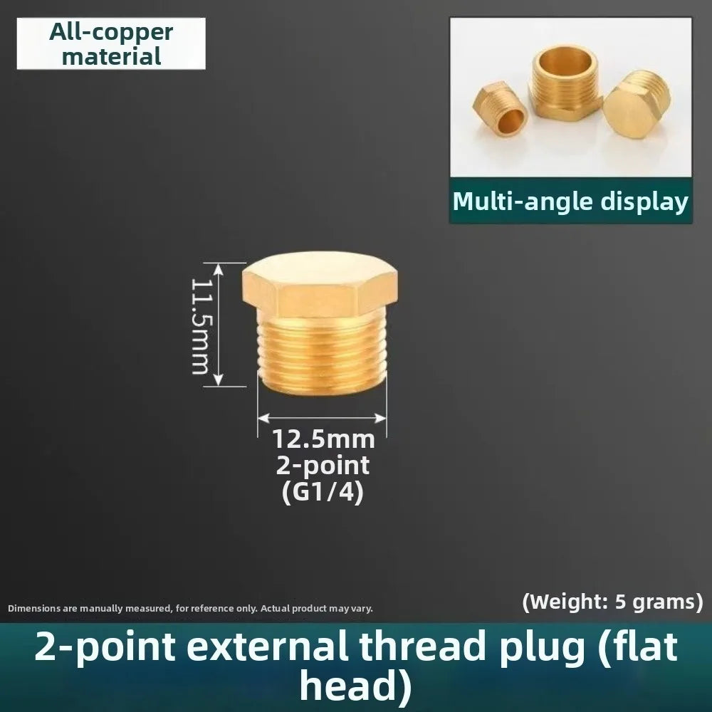 Brass BSP Threaded Pipe End Cap Plug – Hex Head Blind Stopper Pipe Fitting Plug Richie's Cap Male 1I4
