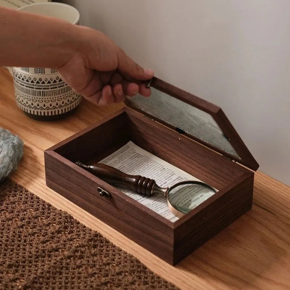 Retro Wooden Flip Cover Desktop Jewelry & Storage Box Wooden Storage Box Richie's