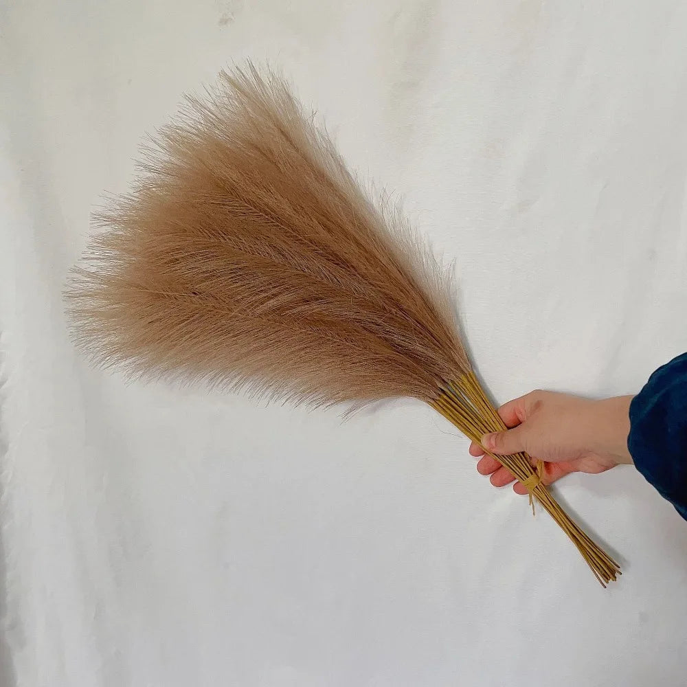 10PCS Fluffy Pampas Grass Artificial Stems 55CM | Wedding Decor
