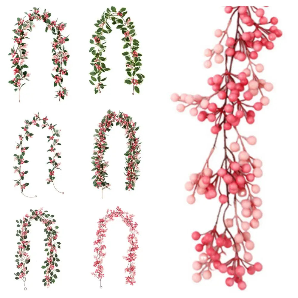 DIY Pink Berry Christmas Wreath – Artificial Garland Vine Artificial Wreath Garland Richie's