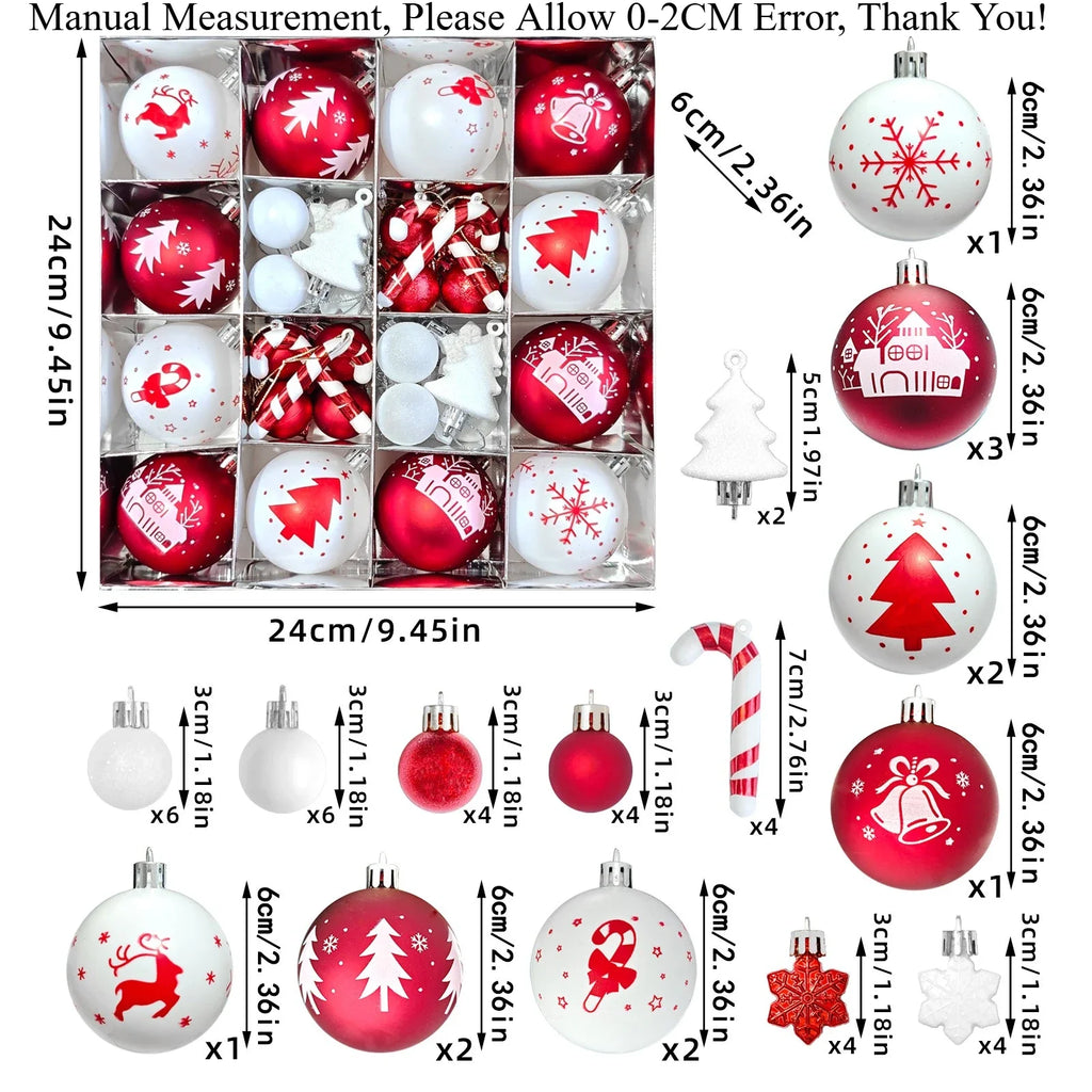 Polka Dot Glitter Christmas Ball Ornament Set – Red & White Christmas Ornament Set Richie's 1 Set