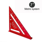7-Inch Aluminum Triangle Ruler – Metric & Imperial Woodworking Tool Woodworking Angle Ruler Richie's red-metric