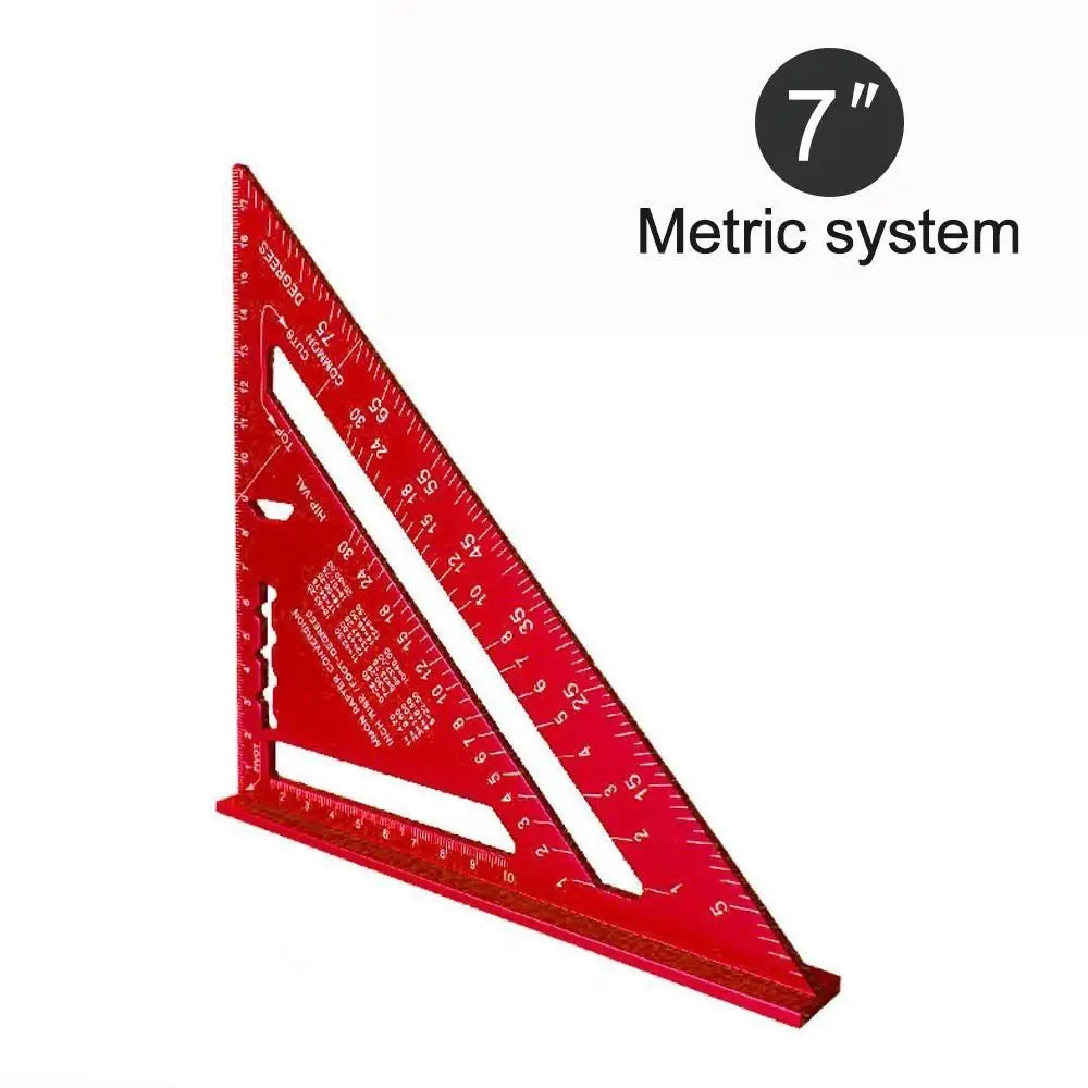 7-Inch Aluminum Triangle Ruler – Metric & Imperial Woodworking Tool Woodworking Angle Ruler Richie's red-metric