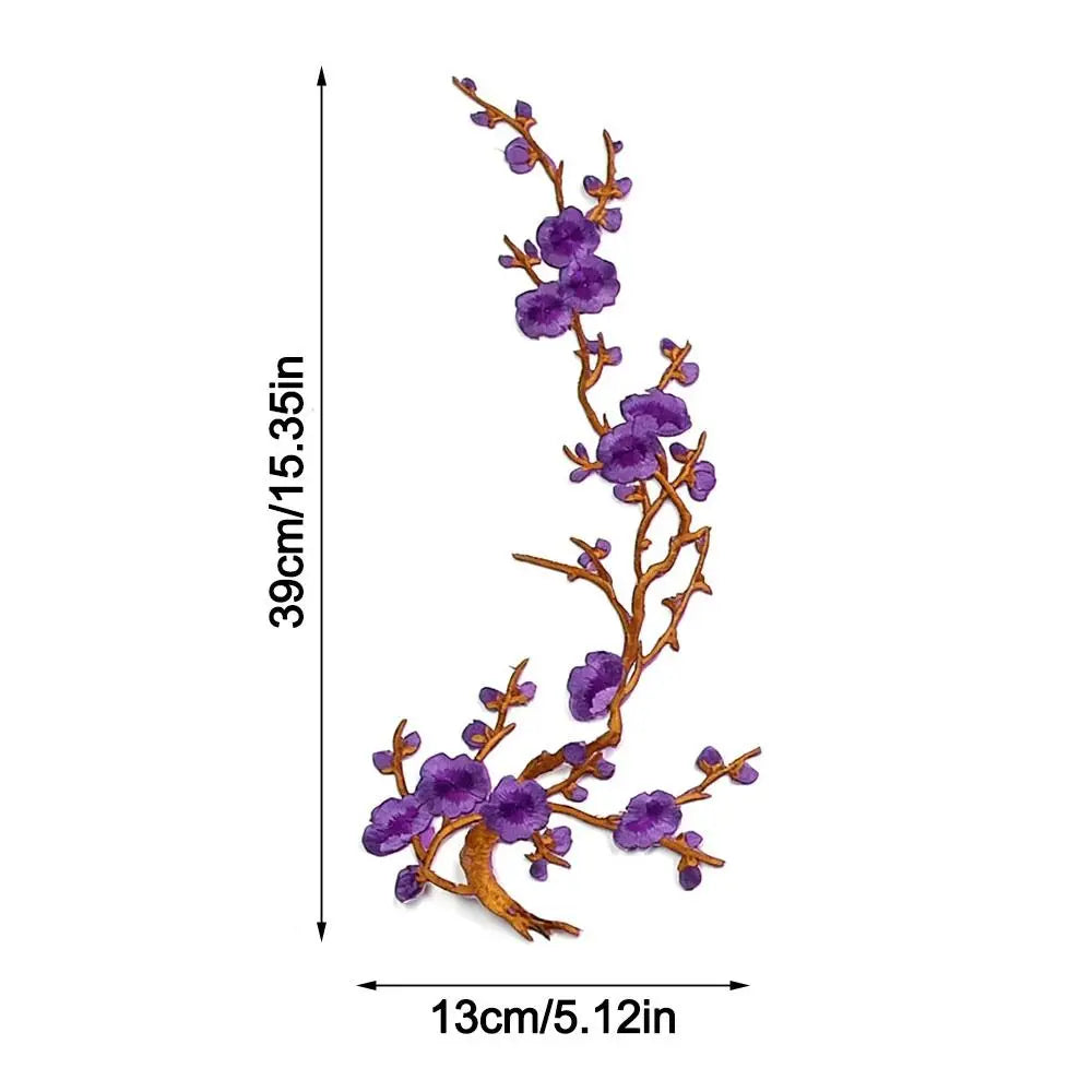 Cherry Blossom Iron-On Embroidery Patches – 2Pcs Floral Appliqué Embroidery Iron-On Patch Richie's