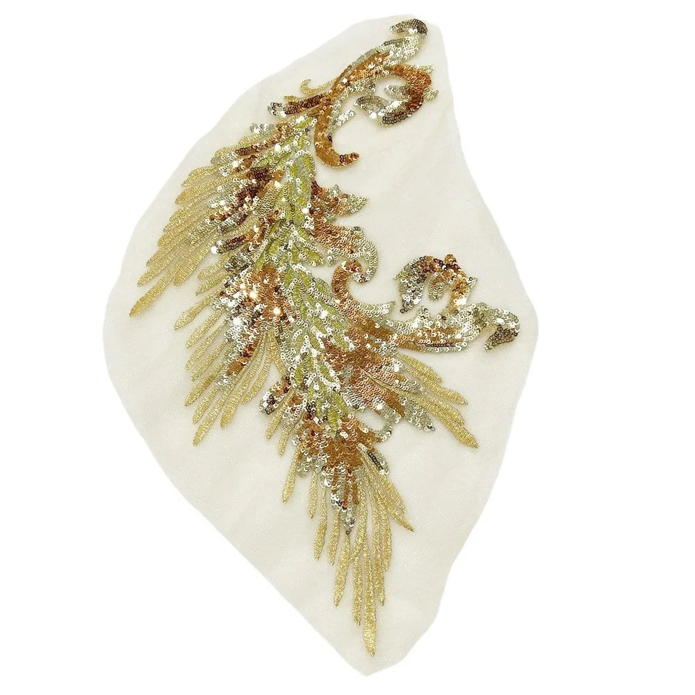Phoenix Feather Sequined Embroidery Patch – DIY Sew-On Embroidery Patch Richie's gold1