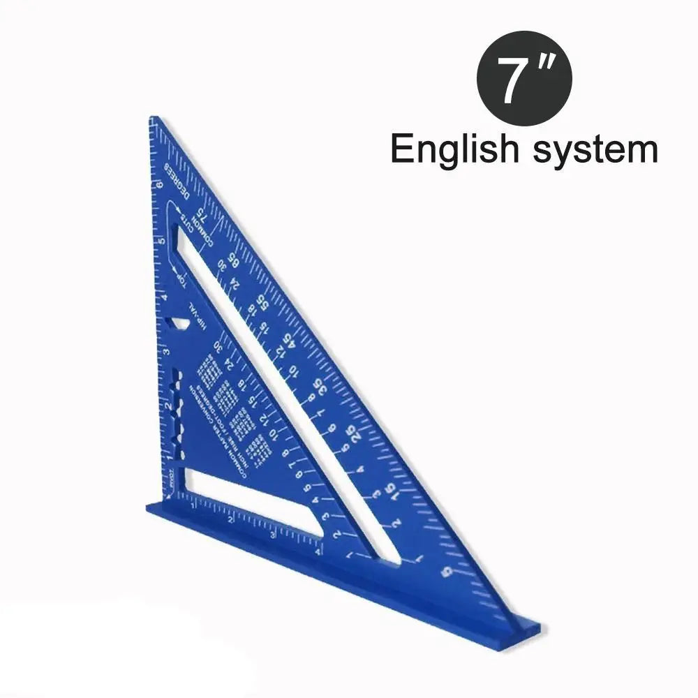 7-Inch Aluminum Triangle Ruler – Metric & Imperial Woodworking Tool Woodworking Angle Ruler Richie's blue-english