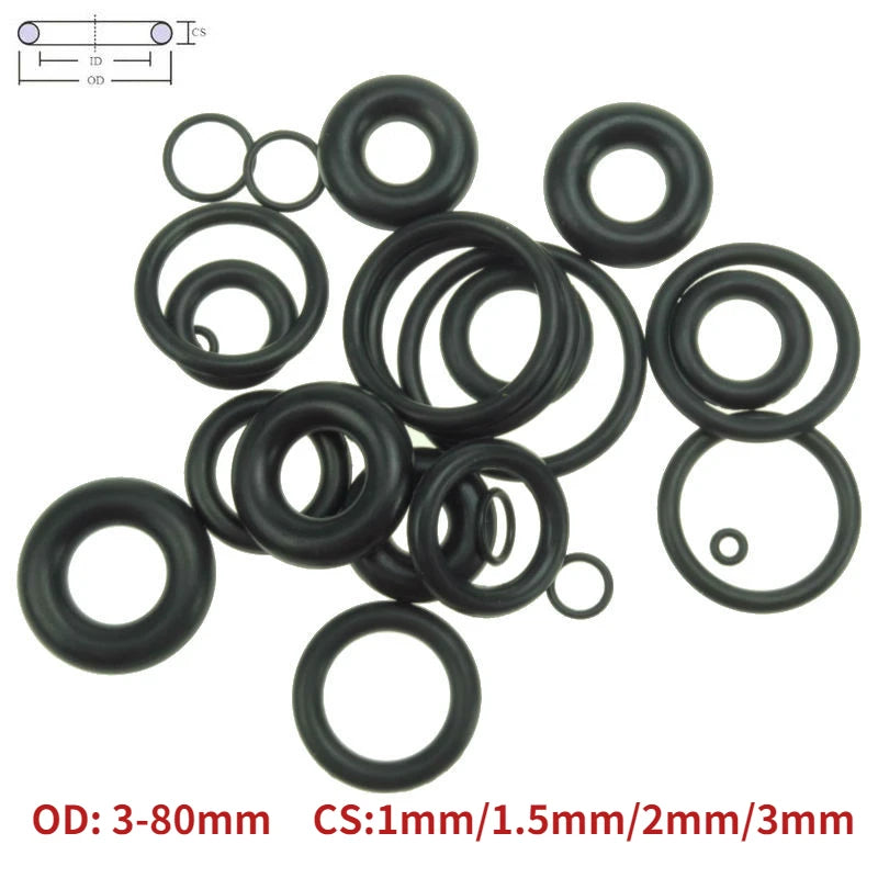 10pcs NBR Nitrile O-Ring Gaskets CS 1–3mm OD 3–80mm Black Rubber O-Ring Gasket Richie's CS 1.5mm OD 6mm