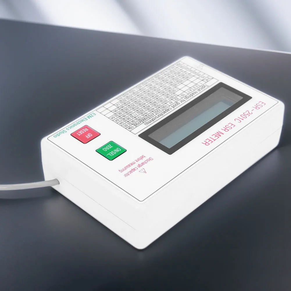 ESR DCR Capacitor Tester LCD Meter with Test Leads & Smart Shutdown Capacitor ESR Tester Richie's