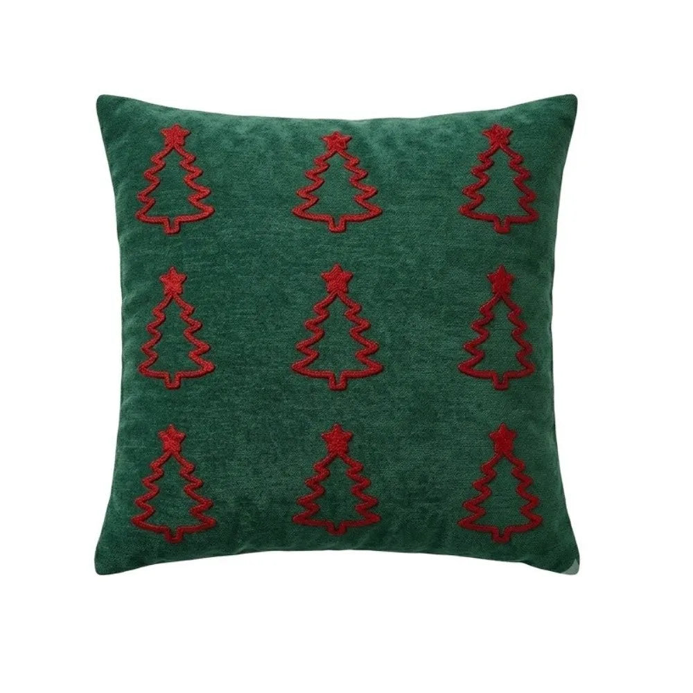 Chenille Christmas Tree Pillow Cover – Embroidered Holiday Cushion Throw Pillow Cover Richie's