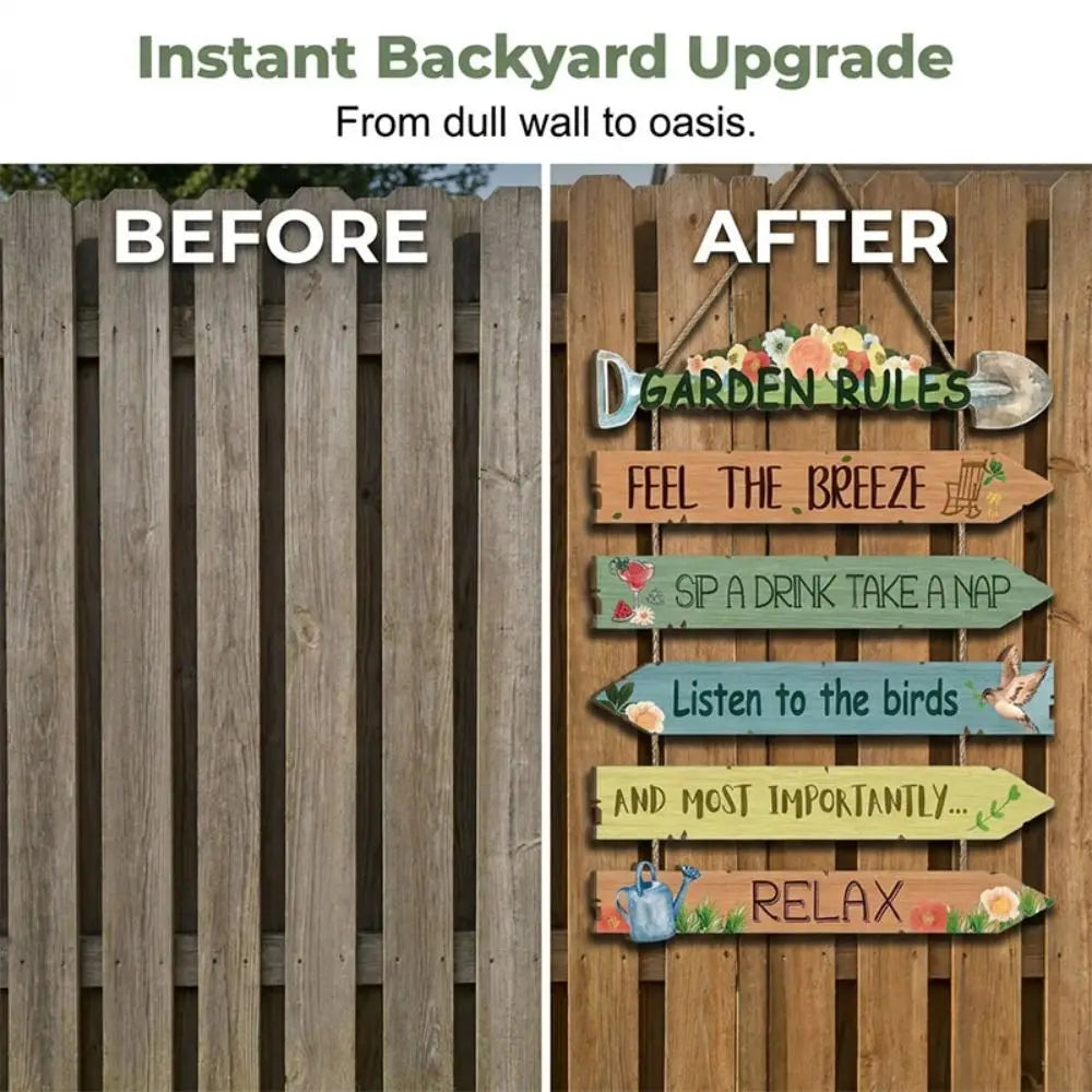 Rustic Wooden Garden Hanging Sign | Wall Decor Plaque Garden Wall Sign Richie's