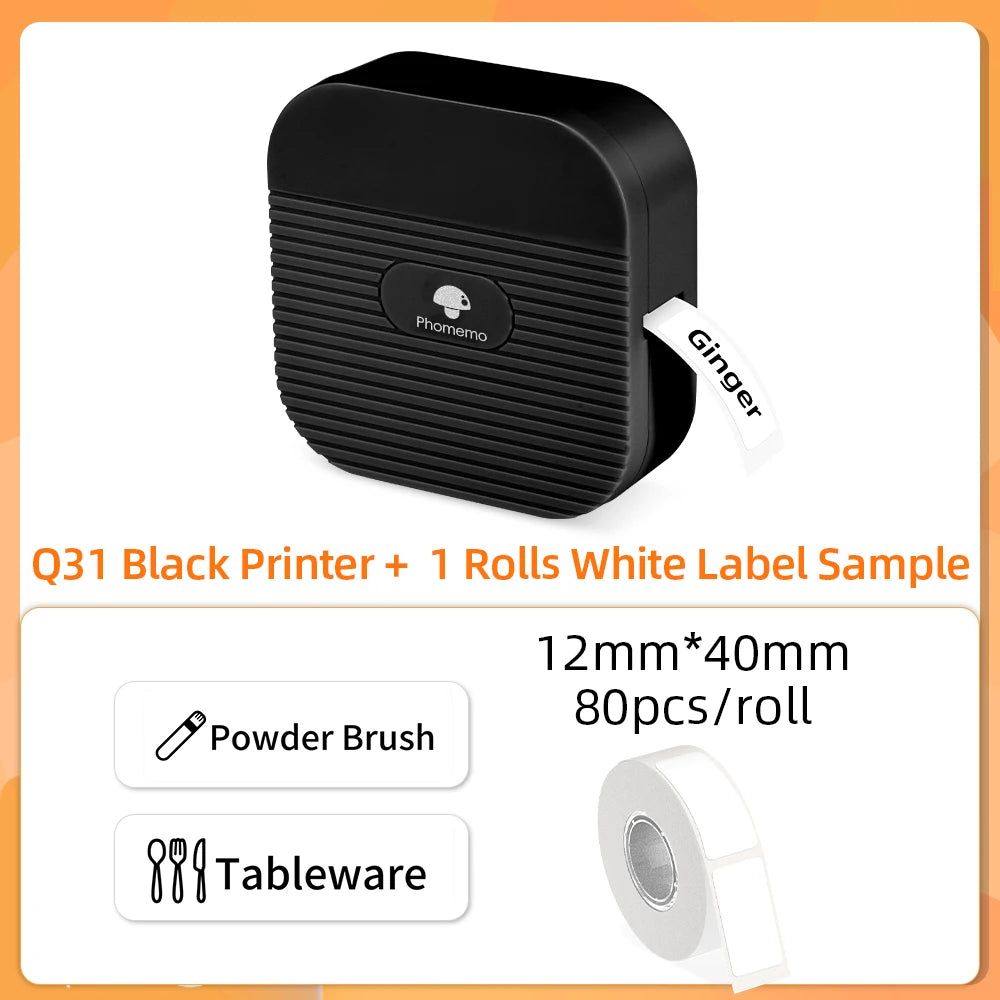 Phomemo Q31 Bluetooth Thermal Label Maker – Portable, Ink-Free Thermal Label Printer Richie's Q31 Black Printer CN