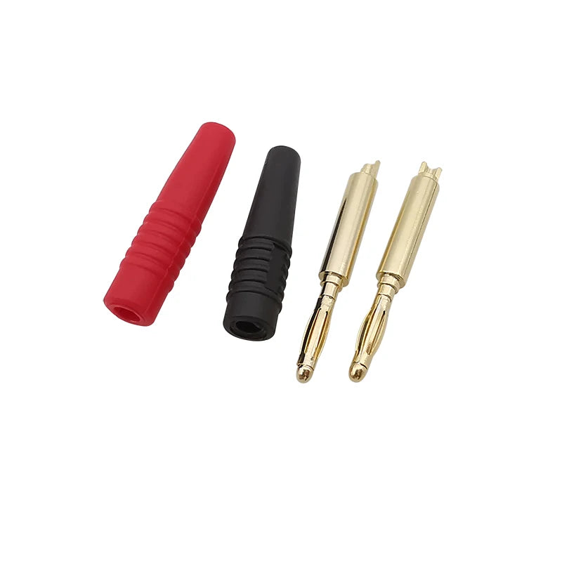4Pcs Gold Plated 2mm Male Banana Plug Solder Wire Connector Banana Plug Connector Richie's